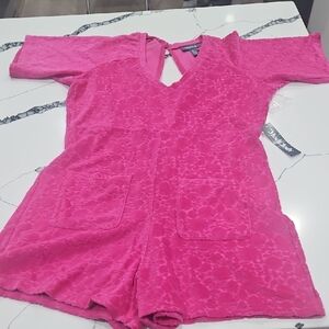 Modcloth Fuchsia Pink Lace Romper Medium
